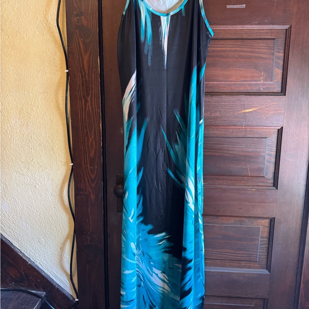Elegant Black and Blue Maxi Dress